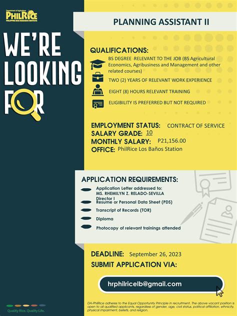 philrice hiring|WE ARE .